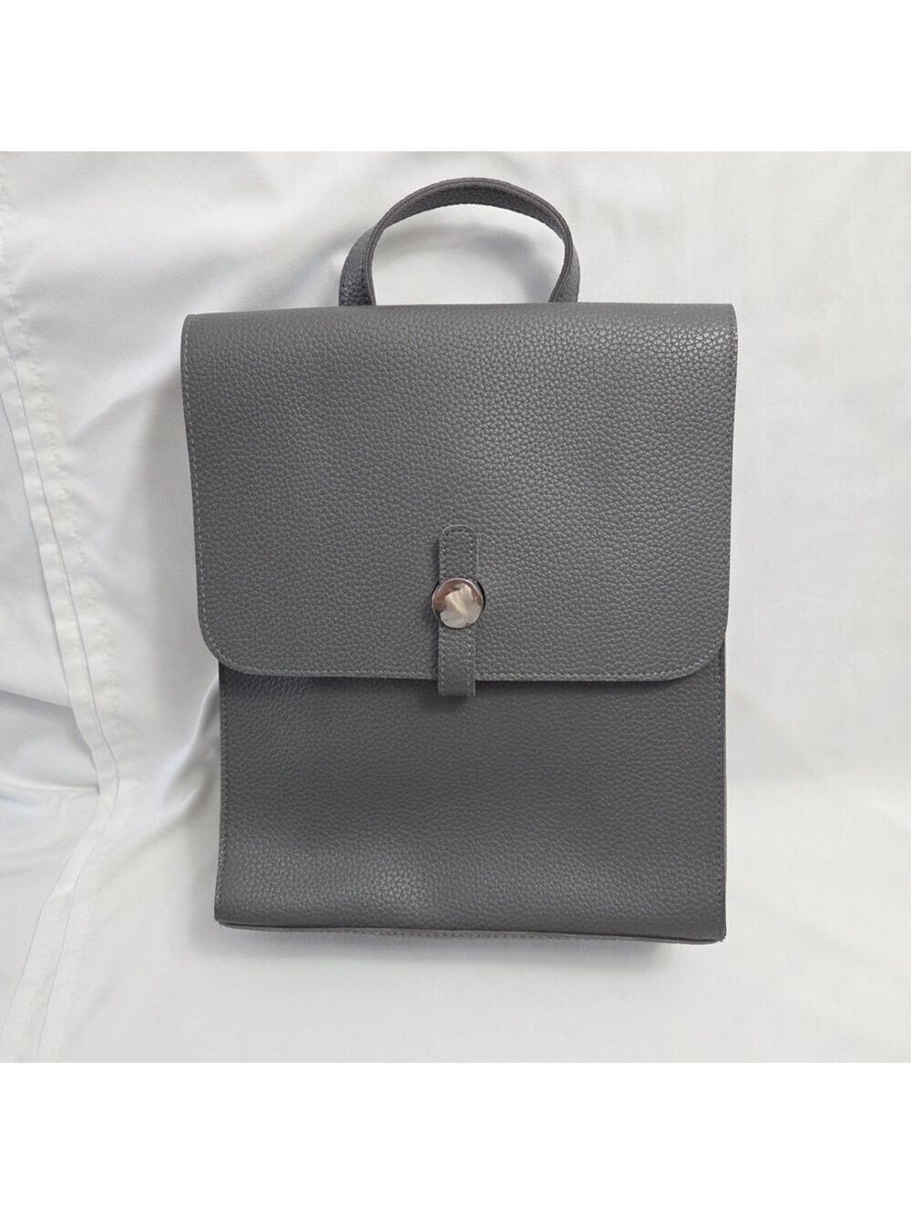 Beauty Boutique Grey Faux Leather Backpack With Top Handle Adjustable Strap